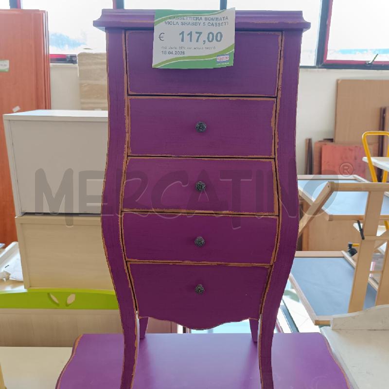 CASSETTIERA BOMBATA VIOLA SHABBY 5 CASSETTI  | Mercatino dell'Usato Colleferro 1