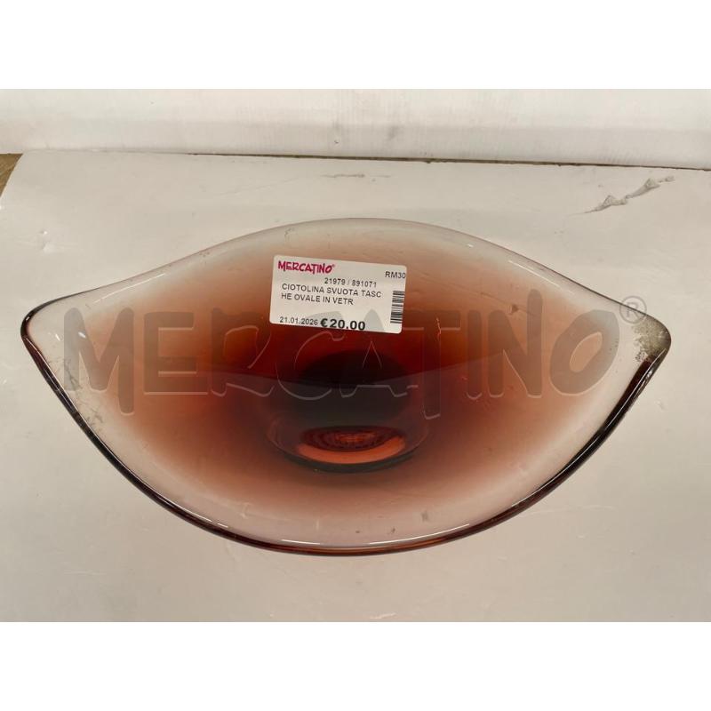 CIOTOLINA SVUOTA TASCHE OVALE IN VETRO SOMMERSO COLOR AMBRATO ROSSO | Mercatino dell'Usato Colleferro 2