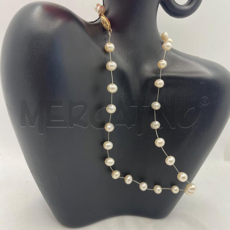 COLLANA FILO GIRO COLLO PERLE VERE A CHICCO DI RISO(585) | Mercatino dell'Usato Colleferro 1