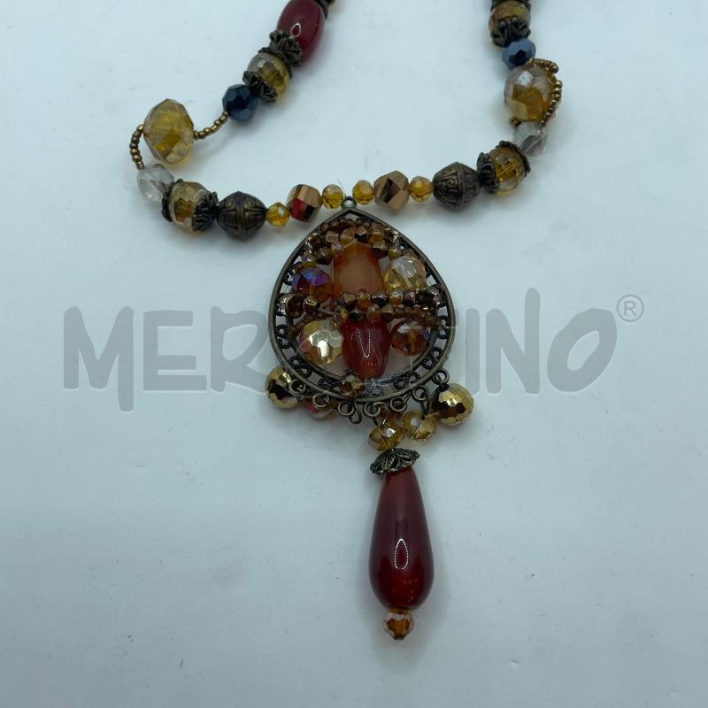 COLLANA LUNGA CORNIOLA PIE DURE SFACC BLU GIA  CIONDOLO A GOCCIA  | Mercatino dell'Usato Colleferro 2