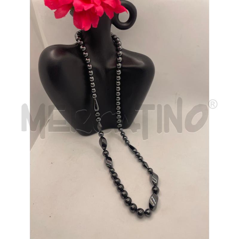 COLLANA LUNGA EMATITE GRIGIO ANTRACITE ROMBI  | Mercatino dell'Usato Colleferro 1