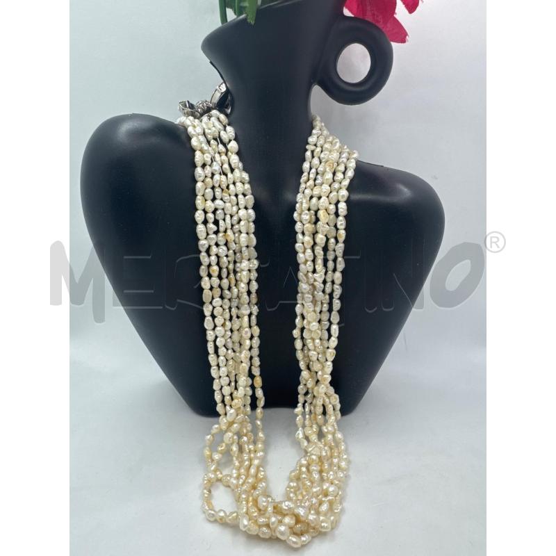 COLLANA MULTIFILO PERLE DI FIUME CHIUSURA FIORE STARSS | Mercatino dell'Usato Colleferro 1