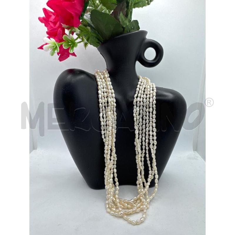 COLLANA MULTI FILO PERLE DI FIUME ARG925 BIA  | Mercatino dell'Usato Colleferro 1