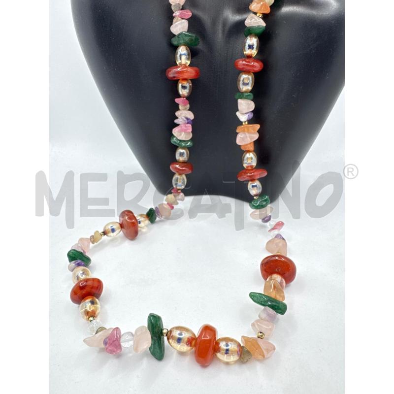COLLANA PIETERE DURE COLORATA LUNGA  | Mercatino dell'Usato Colleferro 2