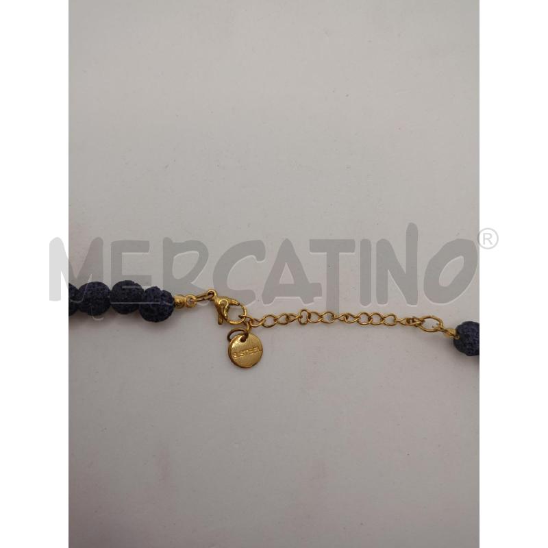 COLLANA PIETRA LAVICA POROSA BLU TESTE DI CERAMICA | Mercatino dell'Usato Colleferro 2