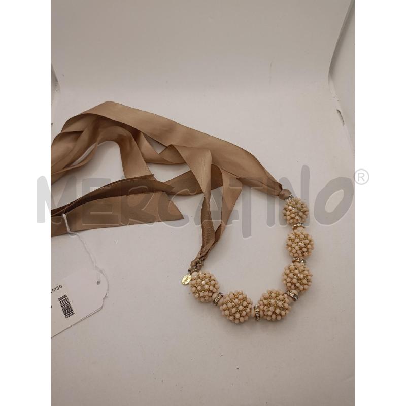 COLLANA SODINI NASTRO BEIGE PERLE SFAC ROSA CIPRIA  | Mercatino dell'Usato Colleferro 2