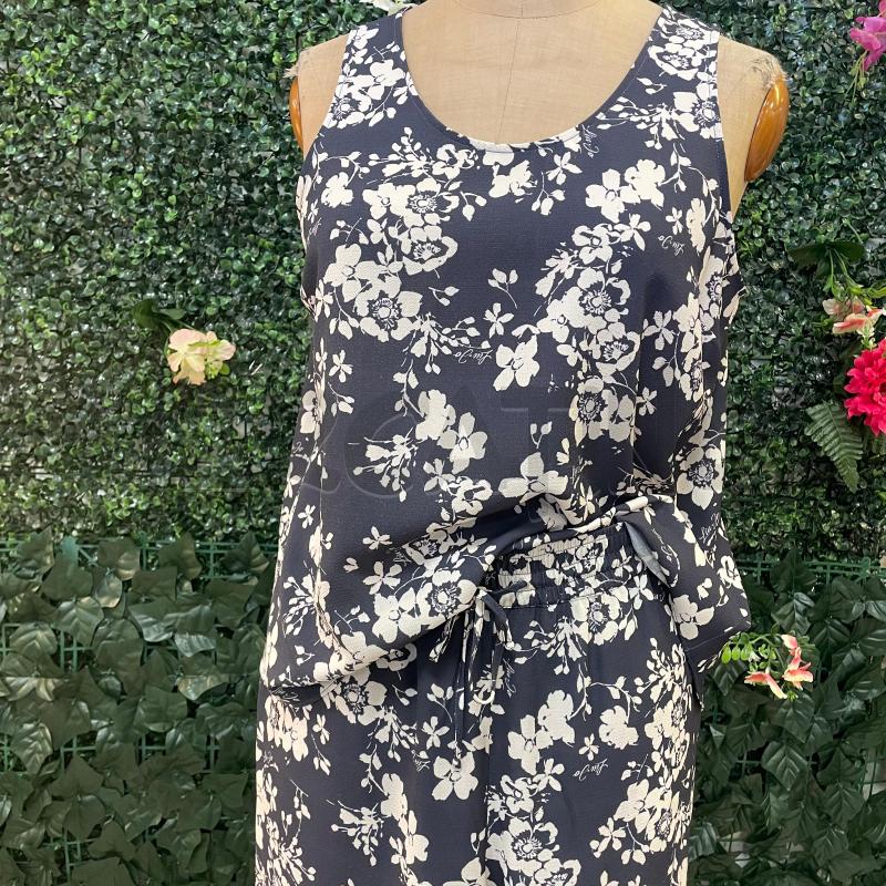 COMPLETO DONNA LIU JO CANOTT+PANT BLU FIORI BIA  | Mercatino dell'Usato Colleferro 4