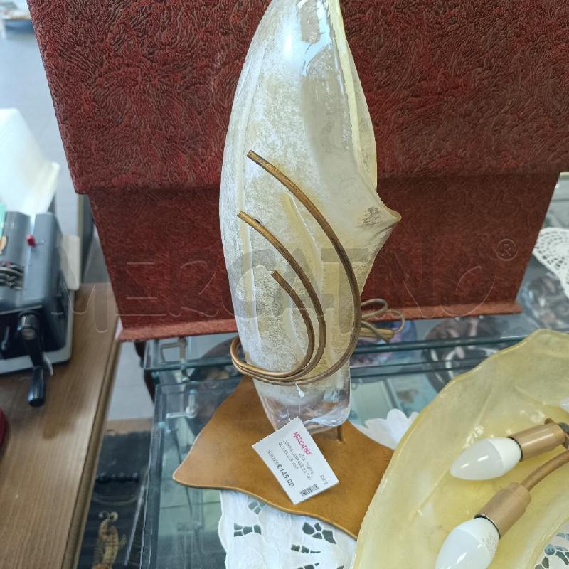 COPPIA LAMPADE DA TAVOLO SIL LUX VINTAGE IN VETRO DI MURANO SFUMATO GIALLO E BASE METALLO ARANCIO | Mercatino dell'Usato Colleferro 1