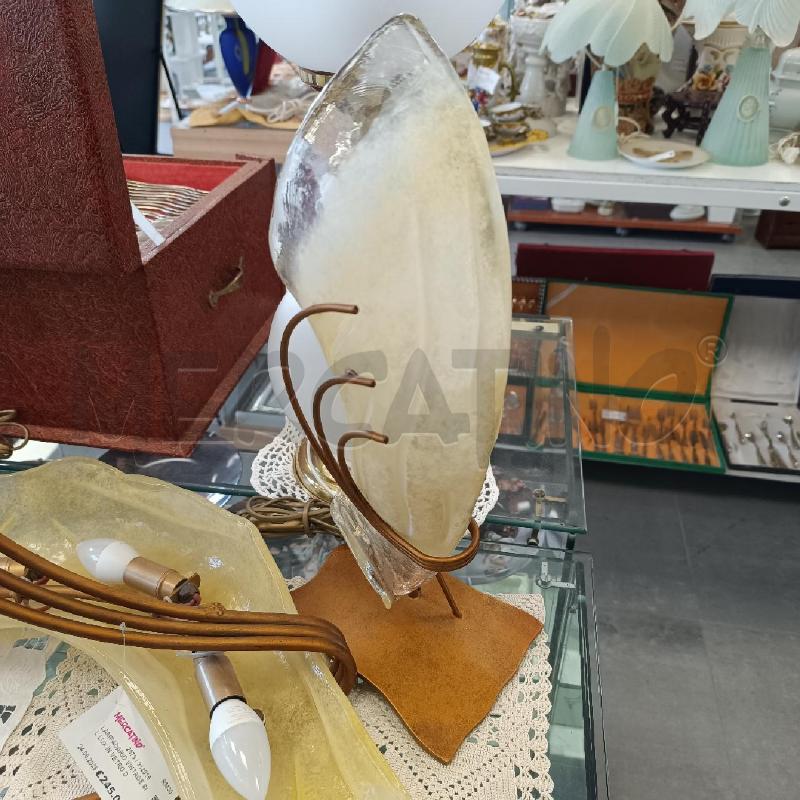 COPPIA LAMPADE DA TAVOLO SIL LUX VINTAGE IN VETRO DI MURANO SFUMATO GIALLO E BASE METALLO ARANCIO | Mercatino dell'Usato Colleferro 2