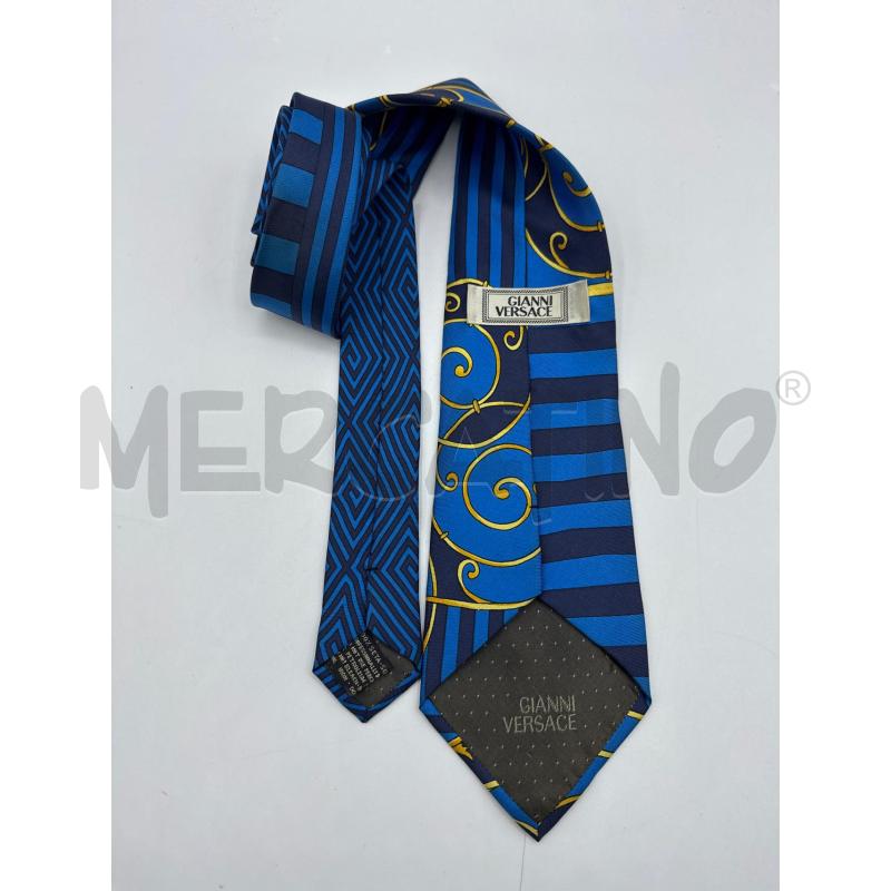 CRAVATTA GIANNI VERSACE VINTAGE BASE BLU DISEGNI ORO  | Mercatino dell'Usato Colleferro 2