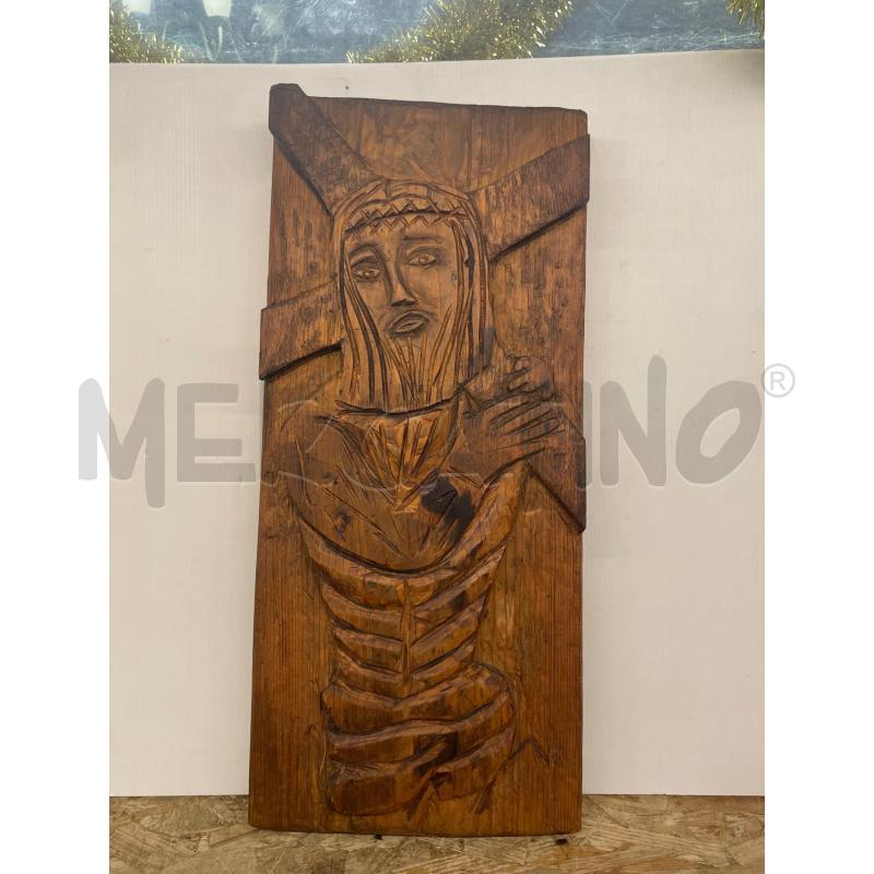 CRISTO INTARSIATO SU TAVOLA DI LEGNO | Mercatino dell'Usato Colleferro 1