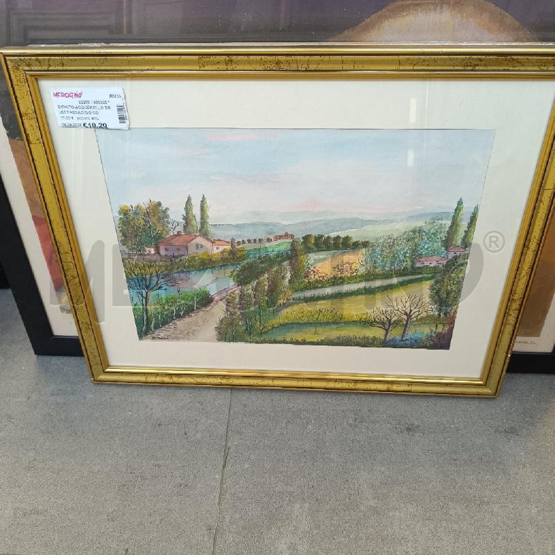 DIPINTO ACQUERELLO BRUNI PAESAGGIO CORNICE DORATA | Mercatino dell'Usato Colleferro 1