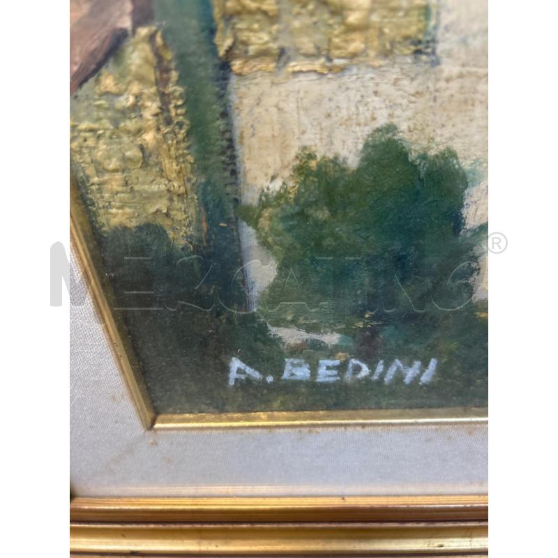 DIPINTO ATTILIO BEDINI PAESAGGIO SCORCIO CASE | Mercatino dell'Usato Colleferro 2
