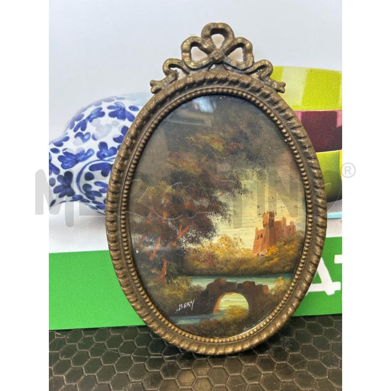 DIPINTO IN MINIATURA OVALE PAESAGGIO ROMANTICO | Mercatino dell'Usato Colleferro 1