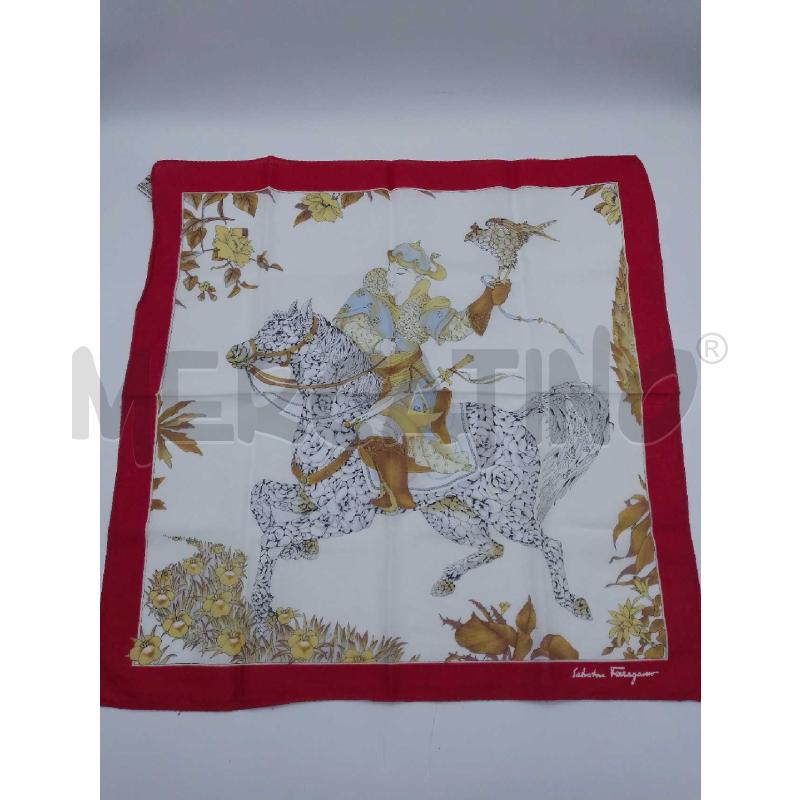 FAZZOLETTO SALVATORE FERRAGAMO CAVALIERE CINESE 42X42 | Mercatino dell'Usato Colleferro 1