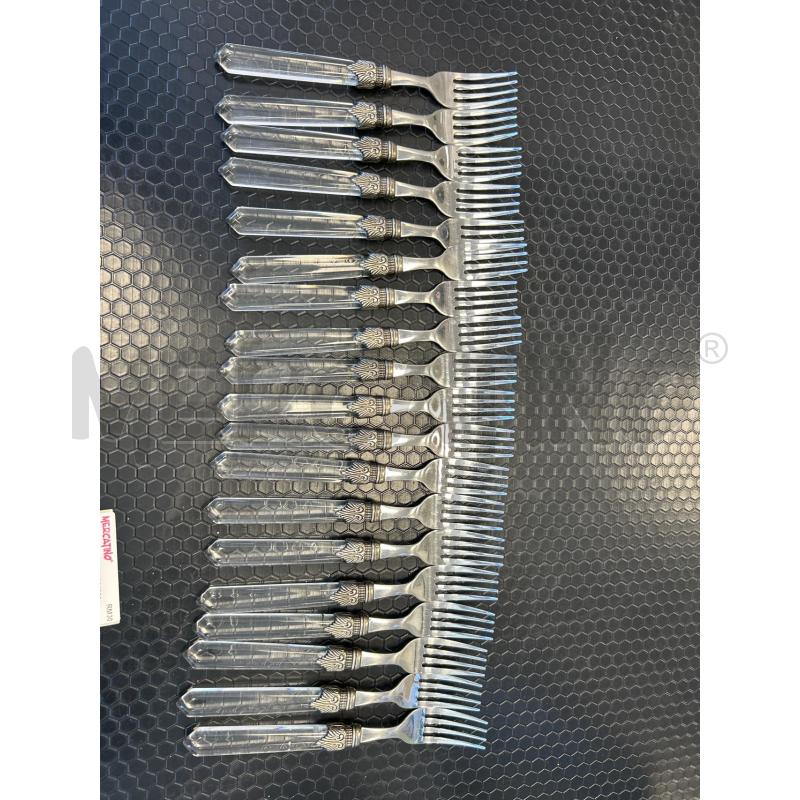 FORCHETTE PZ. 19 ACCIAIO INOX MANICO TRASPARENTE FORMA SFACCETTATA A PRISMA | Mercatino dell'Usato Colleferro 1