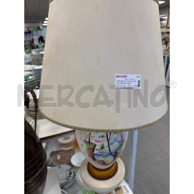 LAMPADA IN COCCIO CON COLONNINA DISEGNO DIPINTO A MANO | Mercatino dell'Usato Colleferro 1