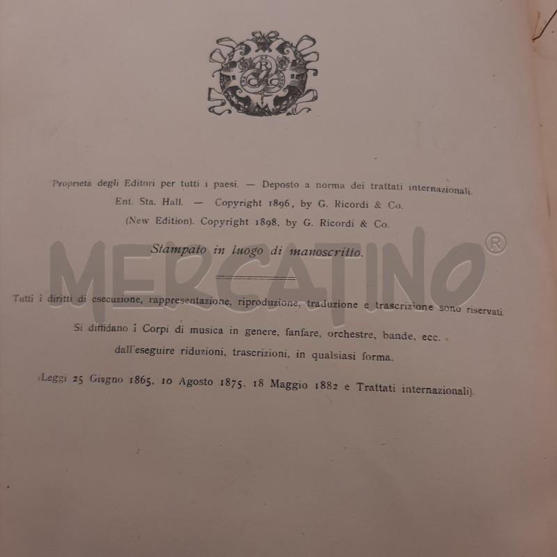 LA BOHEME EDIZIONI RICORDI 1898 PUCCINI DA REV | Mercatino dell'Usato Colleferro 4