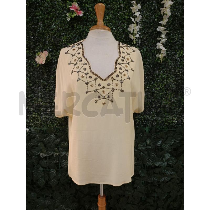 MAGLIA DONNA ROSAMALVA GIA RICAMO PERLINE COLLO | Mercatino dell'Usato Colleferro 1