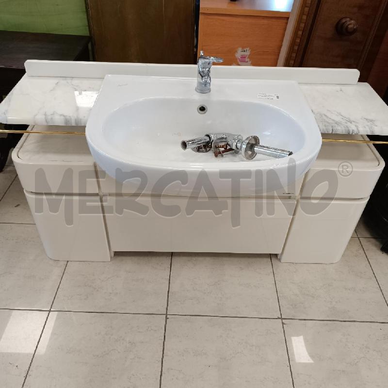 MOBILE BAGNO BIANCO CON PIANO MARMO + LAVELLO | Mercatino dell'Usato Colleferro 1