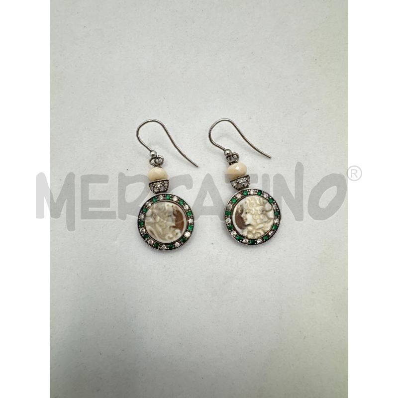 ORECCHINI ARG925 PENDENTI CAMMEO ZIRCONCIN BIA VE  | Mercatino dell'Usato Colleferro 1