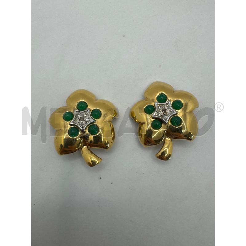 ORECCHINI CLIP VINTAGE DORATI STELLA PIE VERDE | Mercatino dell'Usato Colleferro 1