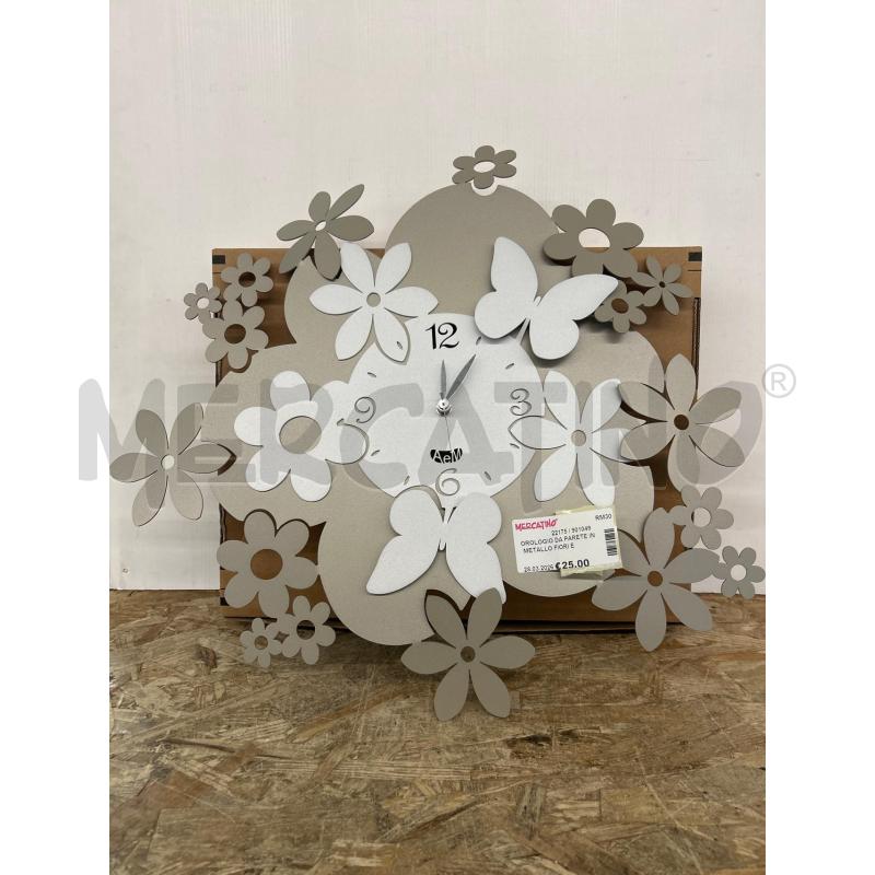 OROLOGIO DA PARETE IN METALLO FIORI E FARFALLE | Mercatino dell'Usato Colleferro 1