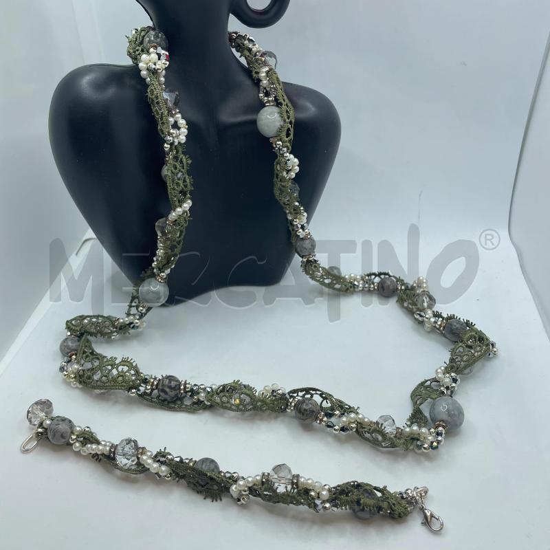 PARURE UNCINETTO VE PIETRE GRI STRASS C+B | Mercatino dell'Usato Colleferro 1