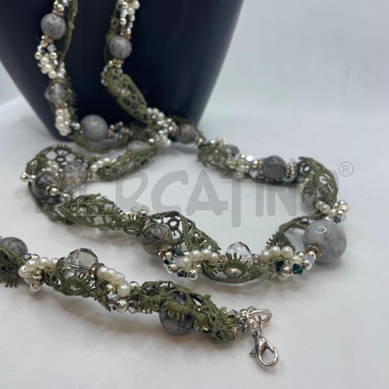 PARURE UNCINETTO VE PIETRE GRI STRASS C+B | Mercatino dell'Usato Colleferro 4