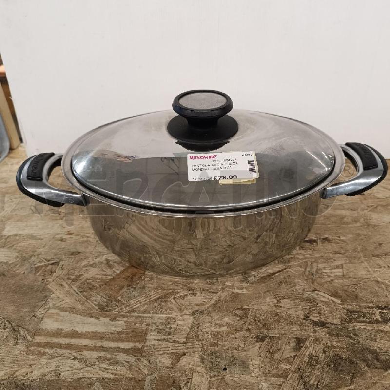 PENTOLA ACCIAIO INOX MONDIAL CASA OVALE COPERCHIO | Mercatino dell'Usato Colleferro 1