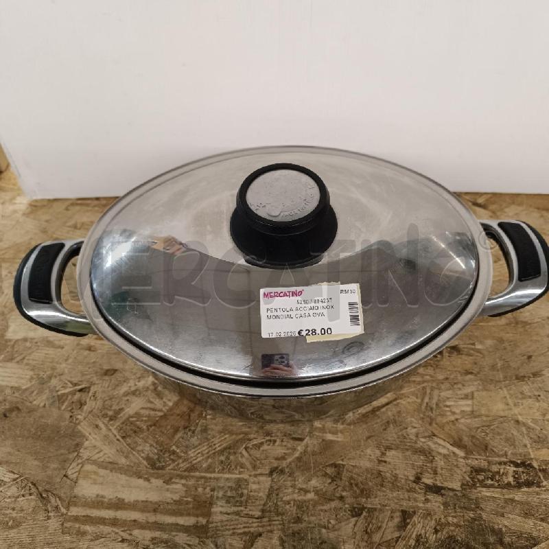 PENTOLA ACCIAIO INOX MONDIAL CASA OVALE COPERCHIO | Mercatino dell'Usato Colleferro 2