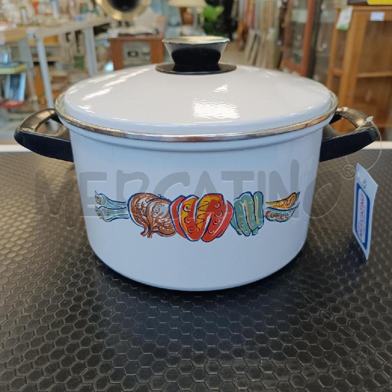 PENTOLA VINTAGE SMALTATA BIANCA DIAMETRO 26 CM BASSA  | Mercatino dell'Usato Colleferro 1