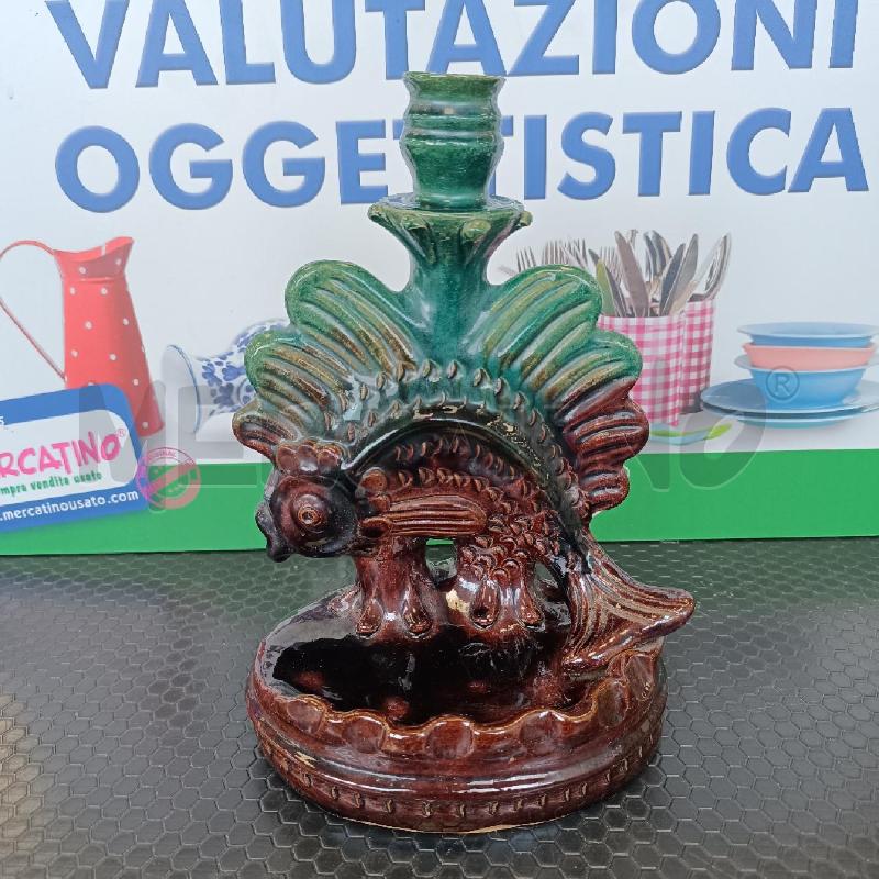 PORTA CANDELA IN TERRACOTTA SMALTATA UCRAINA PESCE | Mercatino dell'Usato Colleferro 1