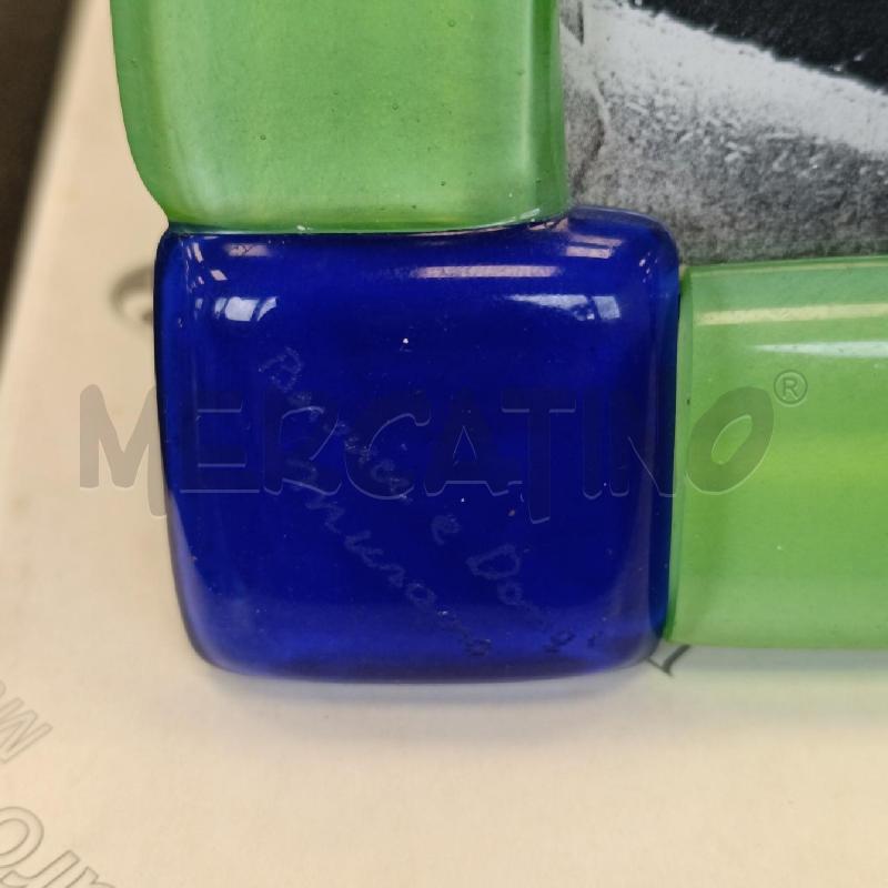 PORTA FOTO IN VETRO DI MURANO VERDE BLU | Mercatino dell'Usato Colleferro 1