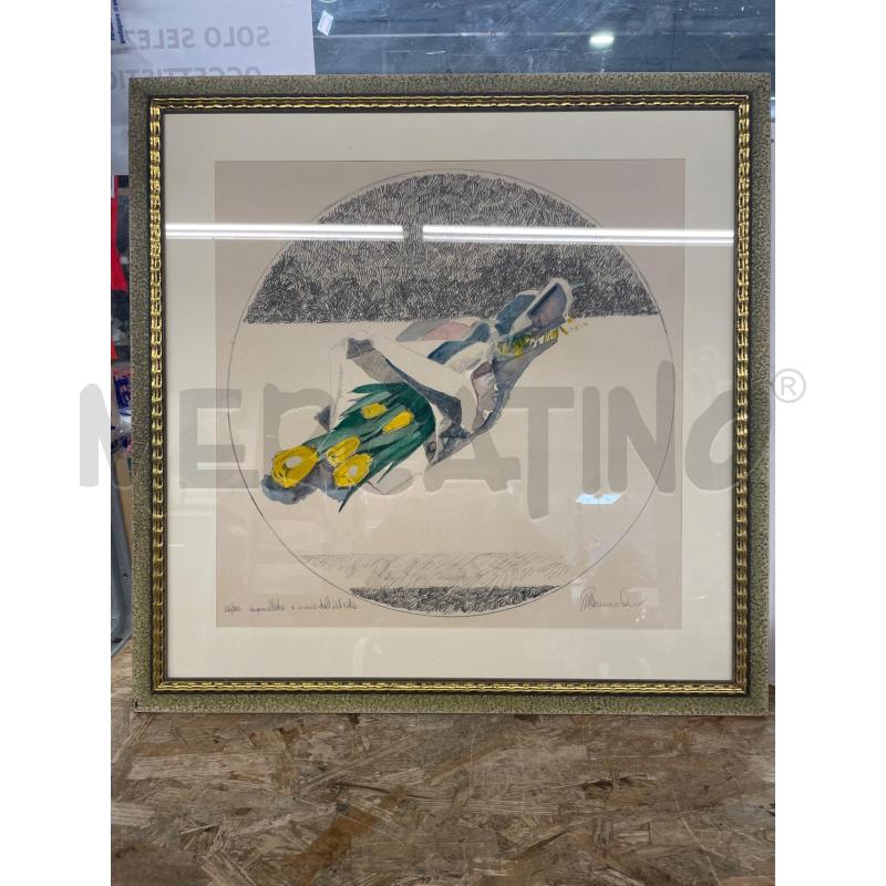 QUADRO ACQUARELLATO A MANO SISEGNO MAZZO FIORI | Mercatino dell'Usato Colleferro 1