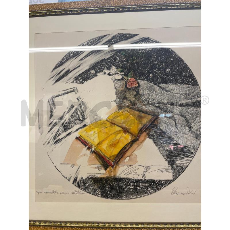 QUADRO ACQUERALLATO A MANO DISEGNO LIBRO SU SFERA | Mercatino dell'Usato Colleferro 2