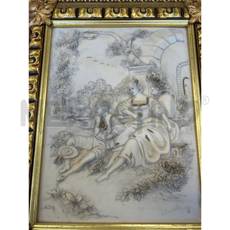 QUADRO CORNICE DORATA COPPIA INNAMORATI CAPODIMONTE | Mercatino dell'Usato Colleferro 2