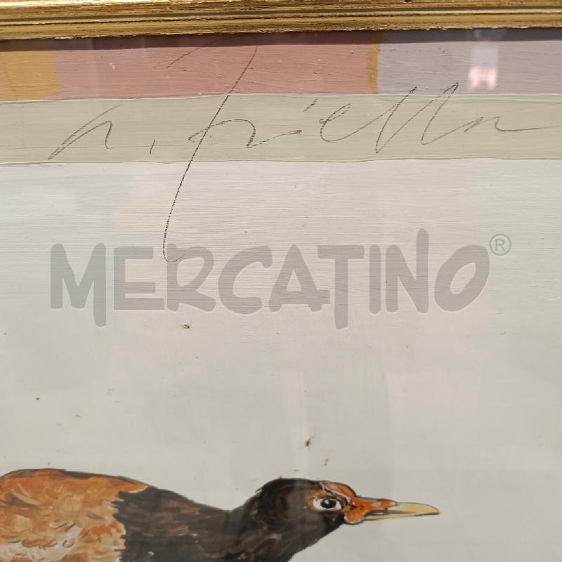 QUADRO DIPINTO MORIVO COPPIA VOLATILI SCRITTA FINE ANNO | Mercatino dell'Usato Colleferro 2