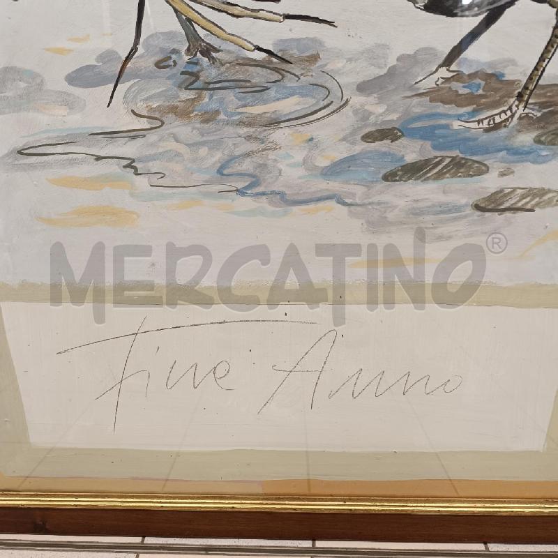 QUADRO DIPINTO MORIVO COPPIA VOLATILI SCRITTA FINE ANNO | Mercatino dell'Usato Colleferro 3