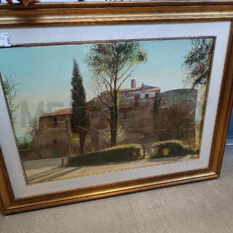 QUADRO DIPINTO PAESAGGIO ENRICO SERENI CORNICE DORATA | Mercatino dell'Usato Colleferro 1