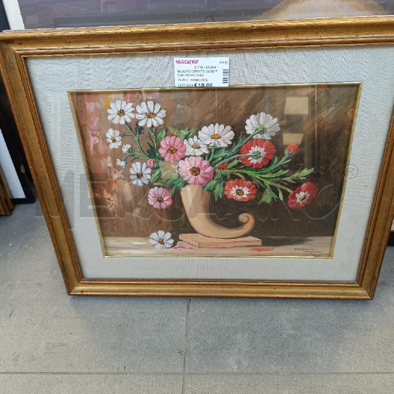QUADRO DIPINTO VASO FIORI FIRMATO DI STEFANO CORNICE DORATA | Mercatino dell'Usato Colleferro 1