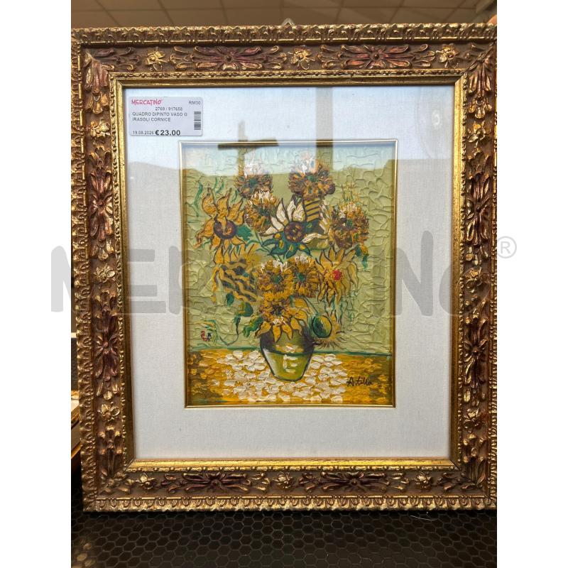QUADRO DIPINTO VASO GIRASOLI CORNICE DORATA | Mercatino dell'Usato Colleferro 1