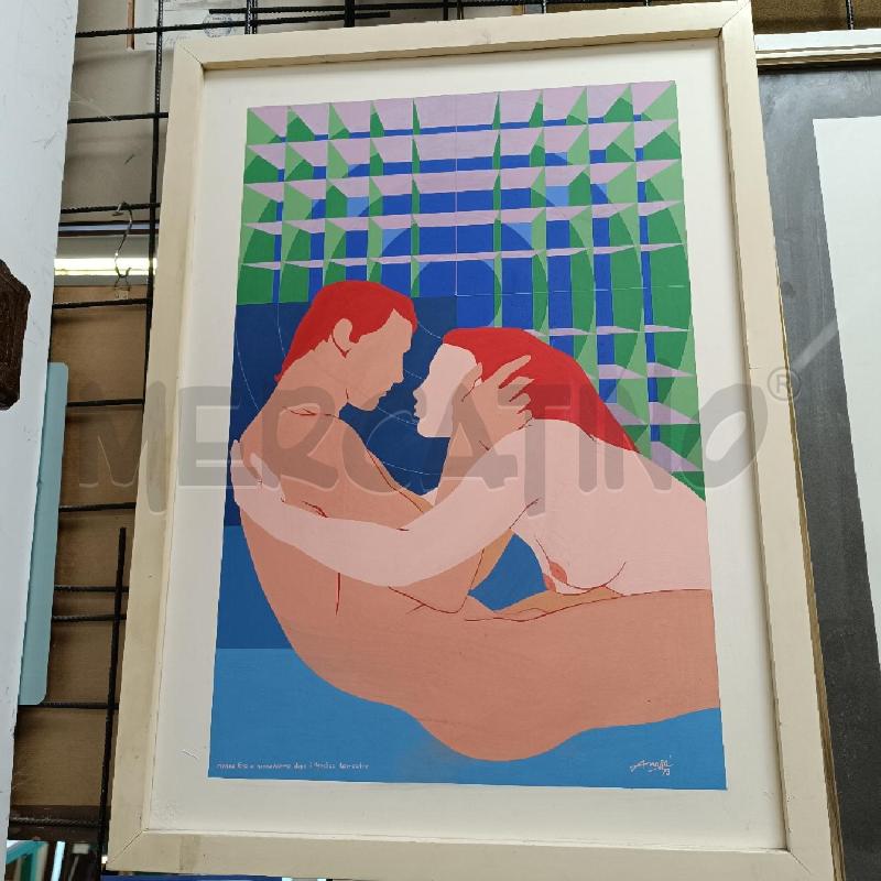 QUADRO TITOLO NONNA EVA E NONNO ADAMO DOPO IL PARADISO TERRESTRE CORNICE BIANCA    | Mercatino dell'Usato Colleferro 1
