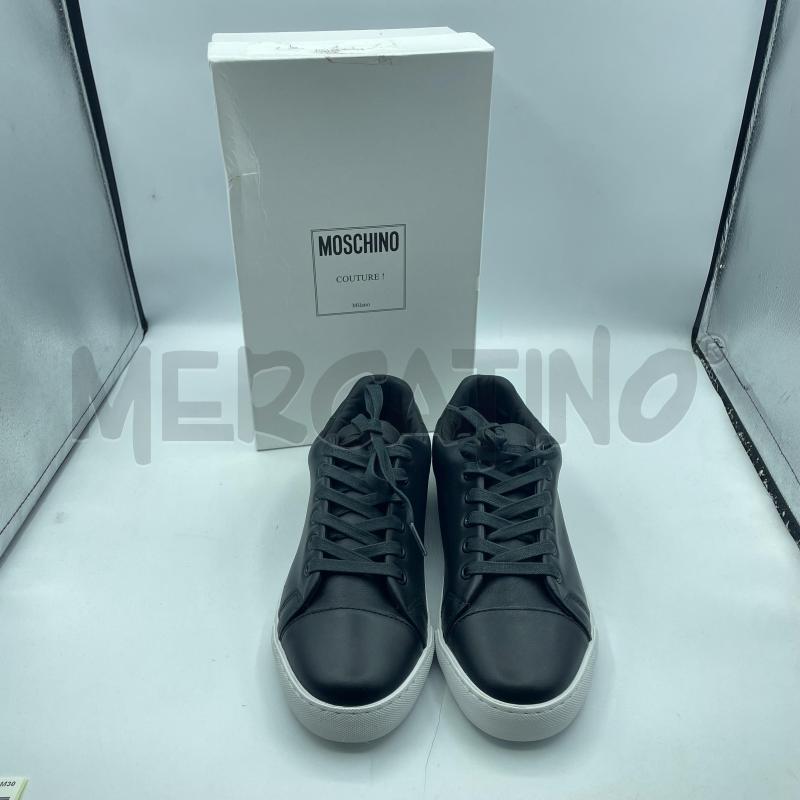 SCARPE DONNA MOSCHINO NERE PELLE SCRITTA BIANCA TALLONE NUOVE | Mercatino dell'Usato Colleferro 1