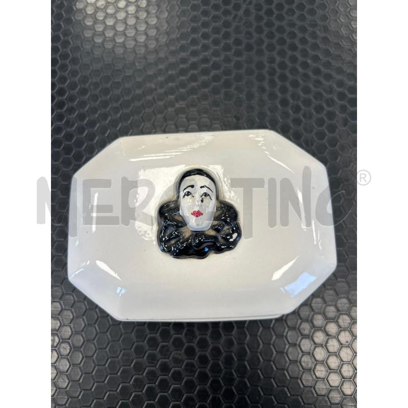 SCATOLINA CERAMICA BIANCA RETTANGOLARE PIERROT | Mercatino dell'Usato Colleferro 1
