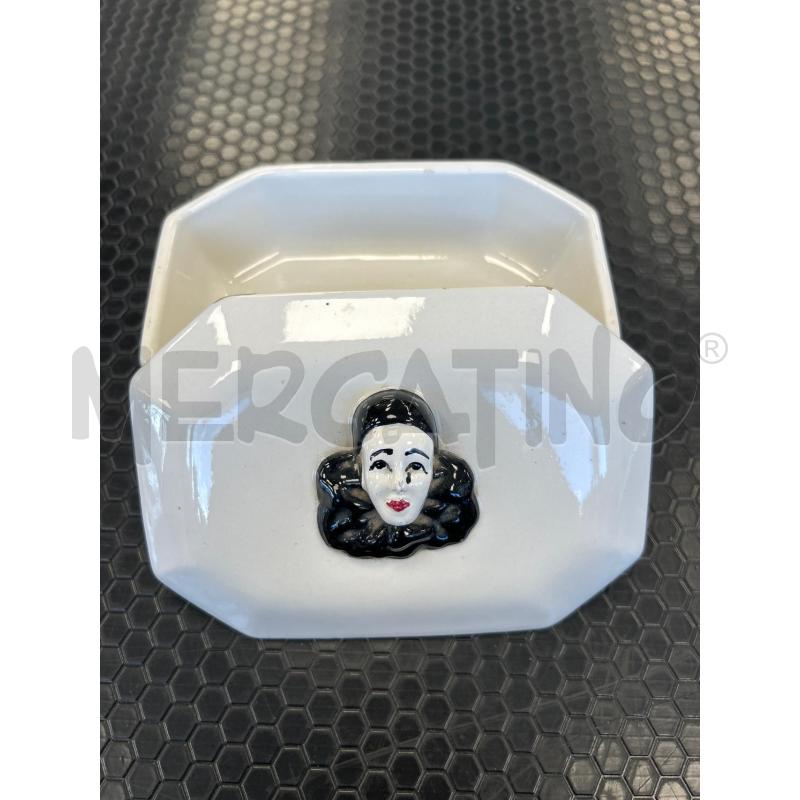 SCATOLINA CERAMICA BIANCA RETTANGOLARE PIERROT | Mercatino dell'Usato Colleferro 2