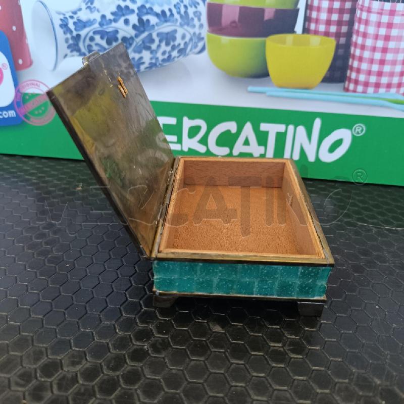 SCATOLINA PORTA OGGETTI PERUVIANA MOSAICO ACQUA MARINA ED OTTONE | Mercatino dell'Usato Colleferro 3
