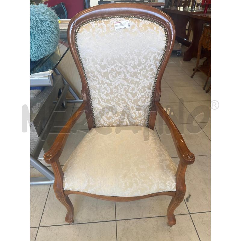 SEDIA DA CAMERA IN LEGNO E TESSUTO DAMASCATO BEIGE | Mercatino dell'Usato Colleferro 1