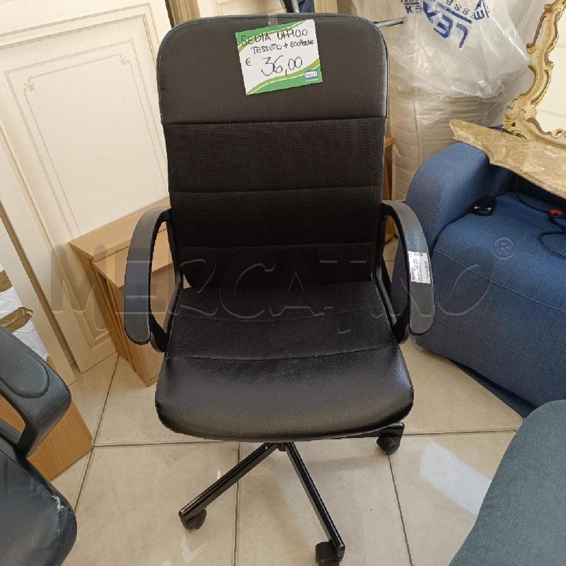 SEDIA UFFICIO NERA TESSUTO + ECOPELLE | Mercatino dell'Usato Colleferro 1