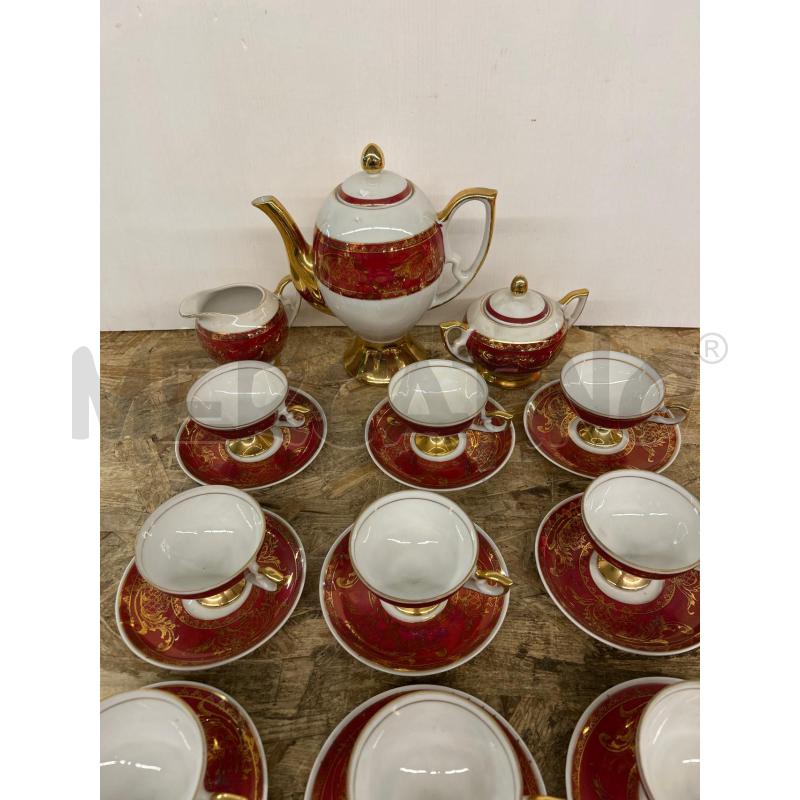 SERVIZIO DA 12 DA CAFFE' BAVARIA PORCELLANA BIANCO ROSSO STILE VINTAGE  | Mercatino dell'Usato Colleferro 2